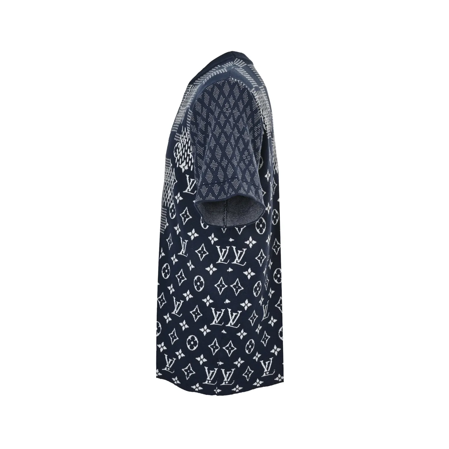 Louis Vuitton/Louis Vuitton 26ss checkerboard pattern jacquard knitted short sleeves